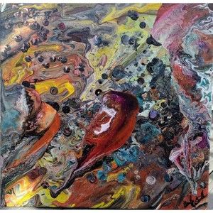 JELLY JUNGLE Hand Painted Canvas Painting 12" X 12"